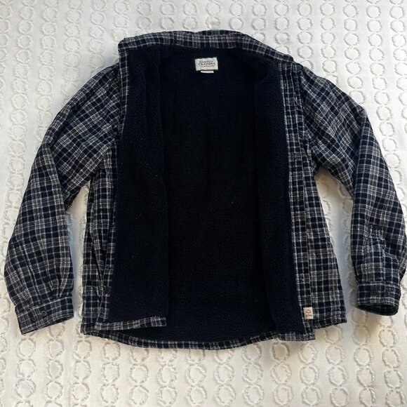 Boston Traders Shacket Men's XL Fleece Lined Plaid Winter Fall Navy Work Casual - Picture 3 of 8